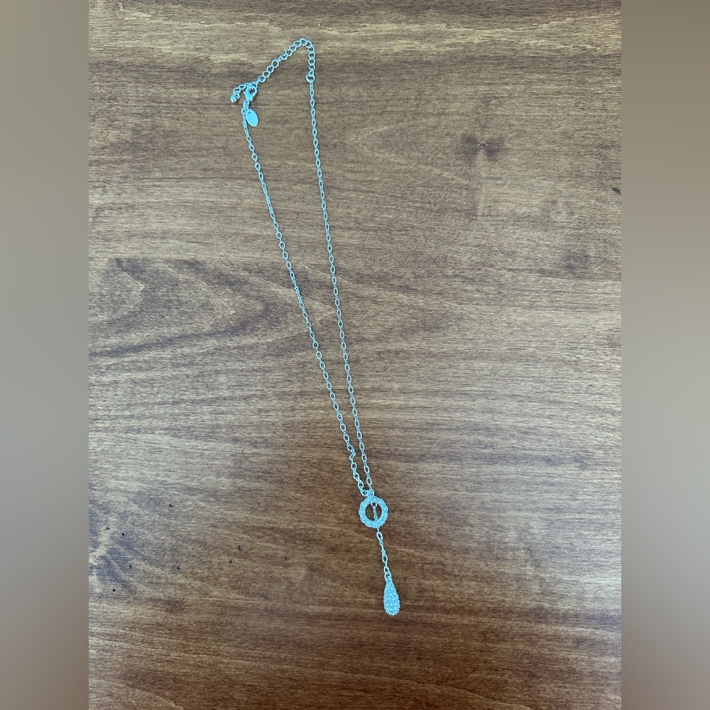 Lia Sophia Silver Sparkly Crystal Drop Necklace